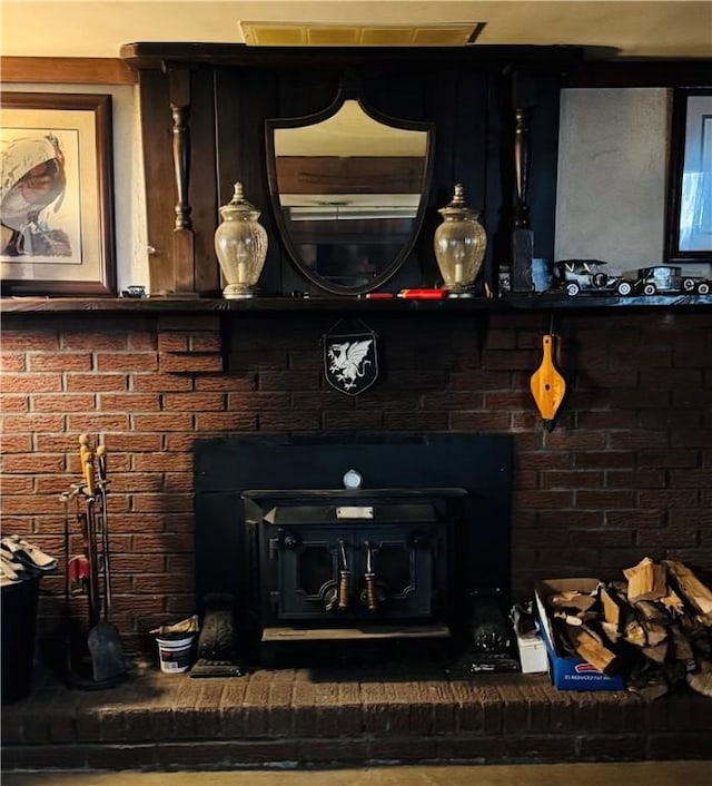 389 Beech Rd, Plum Boro, PA 15239 - detailed view of a wood stove and brick wall