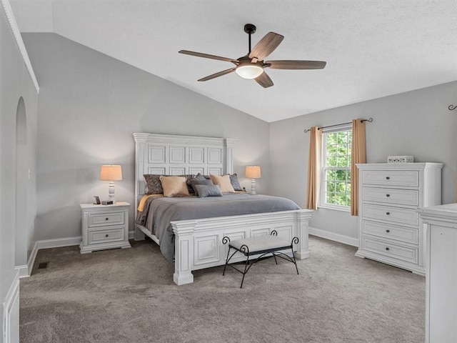 13 Westchester Ct, Robinson Twp Nwa, PA 15136 - carpeted bedroom with lofted ceiling, arched walkways, baseboards, and ceiling fan