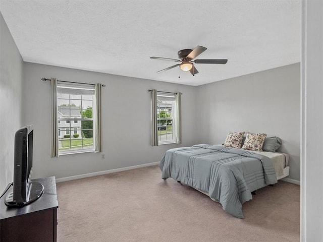 13 Westchester Ct, Robinson Twp Nwa, PA 15136 - bedroom with light colored carpet, baseboards, a ceiling fan, and a textured ceiling