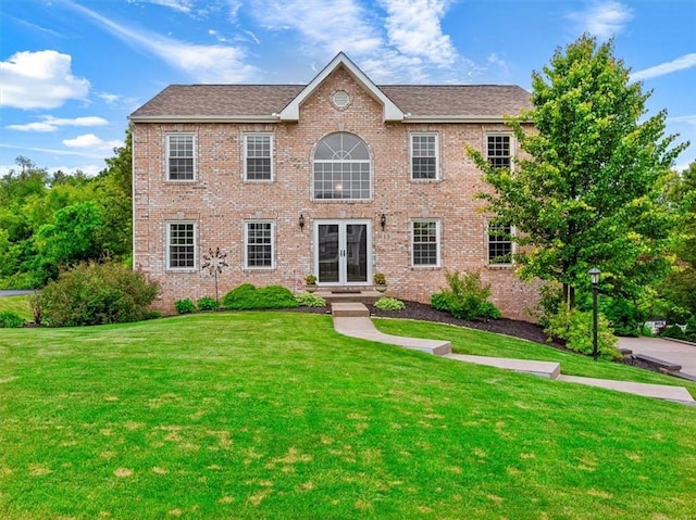 13 Westchester Ct, Robinson Twp Nwa, PA 15136 - view of front of property with french doors, a front lawn, and brick siding