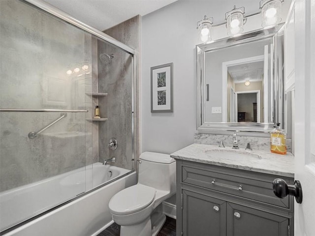 13 Westchester Ct, Robinson Twp Nwa, PA 15136 - full bath with toilet, vanity, bath / shower combo with glass door, and wood finished floors