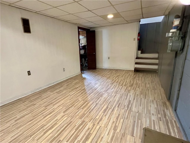 3329 Recker Dr, Baldwin Boro, PA 15227 - finished below grade area featuring light wood-type flooring, a drop ceiling, and stairway