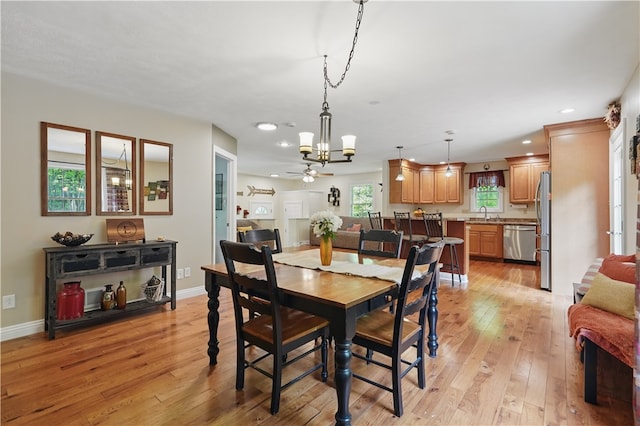 1125 Annisville Rd, Washington Twp But, PA 16050 - dining room with a chandelier, light wood-style flooring, recessed lighting, and baseboards