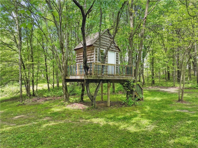 1125 Annisville Rd, Washington Twp But, PA 16050 - view of outbuilding featuring a wooded view and stairs