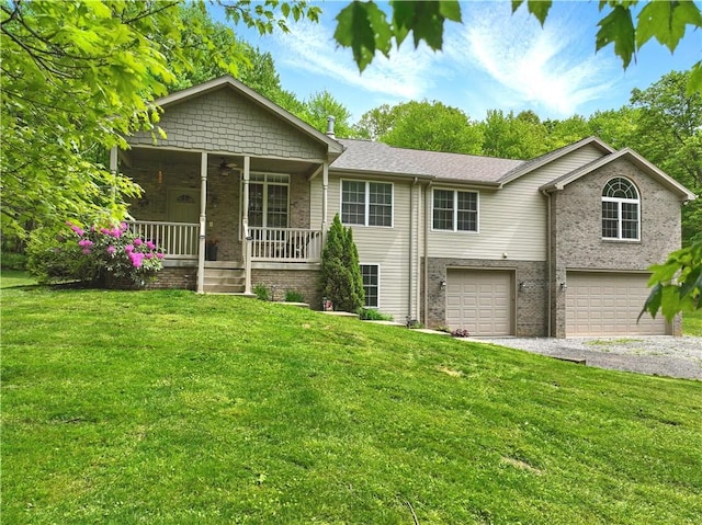 1125 Annisville Rd, Washington Twp But, PA 16050 - view of front of home featuring a garage, a front yard, and a porch