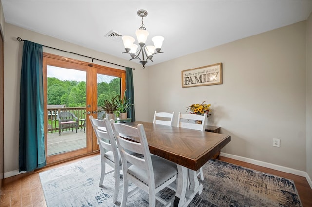174 Hague Ln, South Union Twp, PA 15401 - dining room with a chandelier, baseboards, french doors, and light wood finished floors