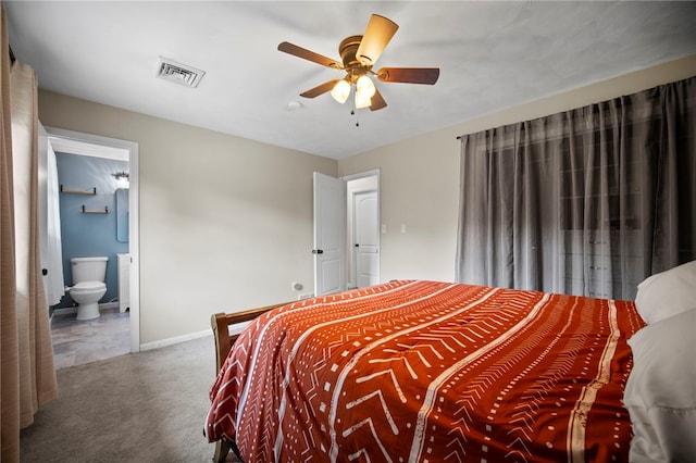 174 Hague Ln, South Union Twp, PA 15401 - carpeted bedroom with baseboards, ensuite bath, and a ceiling fan