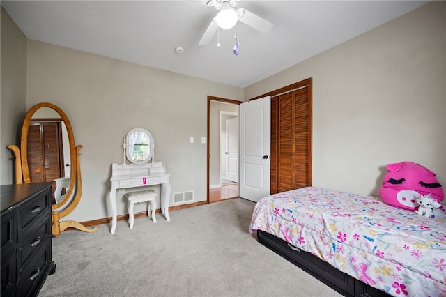 174 Hague Ln, South Union Twp, PA 15401 - carpeted bedroom with a closet, a ceiling fan, and baseboards