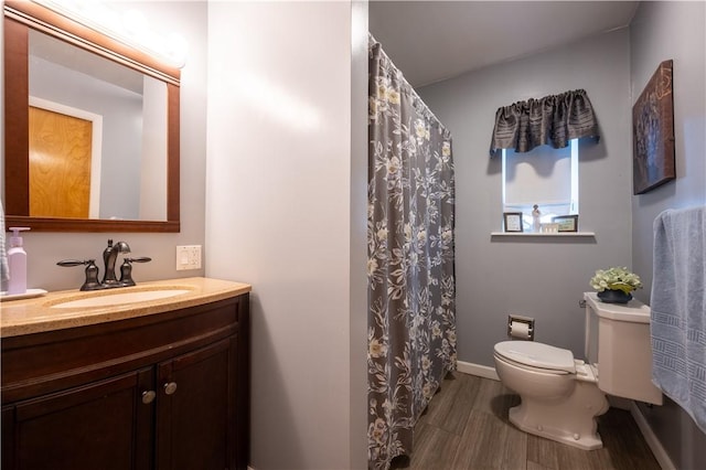 127 Burns Ave, Chippewa Twp, PA 15010 - full bath with toilet, vanity, wood finished floors, and a shower with curtain