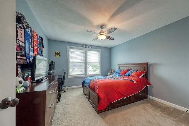 1517 Lombard Cir, South Strabane, PA 15301 - carpeted bedroom with baseboards, ceiling fan, and a textured ceiling