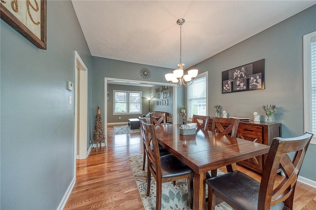 1517 Lombard Cir, South Strabane, PA 15301 - dining space featuring light wood-style floors, a chandelier, and baseboards