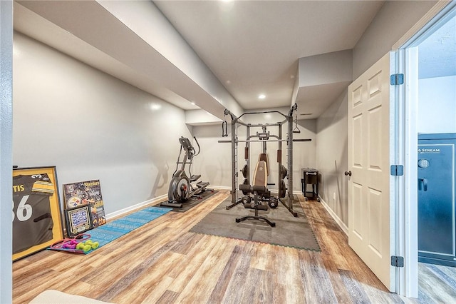 1517 Lombard Cir, South Strabane, PA 15301 - exercise area featuring wood finished floors, baseboards, and recessed lighting