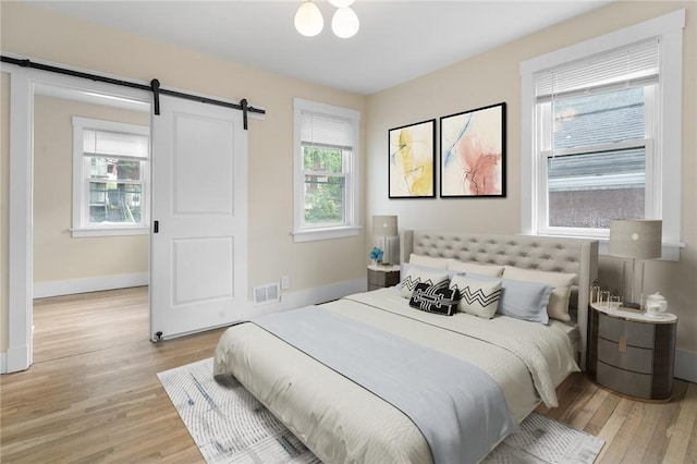 1727 Morningside Ave, Morningside, PA 15206 - bedroom with a barn door, light wood-type flooring, and baseboards