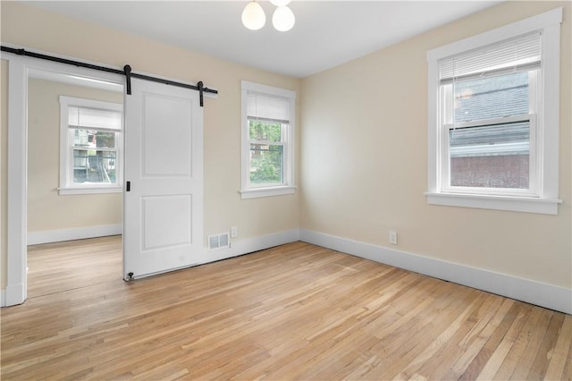 1727 Morningside Ave, Morningside, PA 15206 - unfurnished bedroom with light wood-style flooring, baseboards, and a barn door