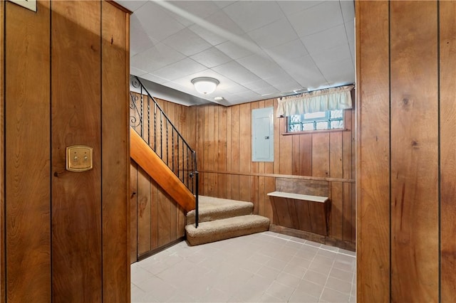 146 Samuel St, Chippewa Twp, PA 15010 - stairway with wooden walls and electric panel