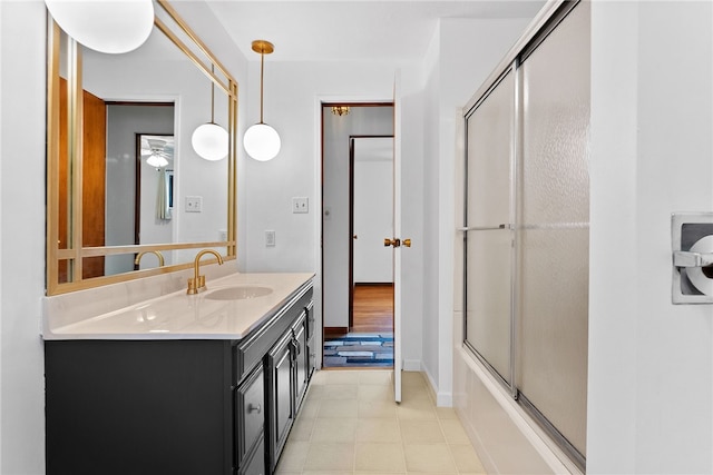 121 Edgar Ln, Peters Twp, PA 15367 - full bath featuring vanity, bath / shower combo with glass door, and baseboards