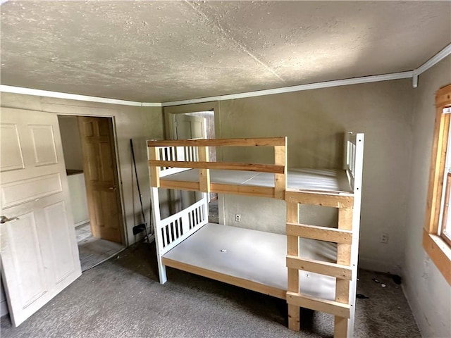 305 3rd St, Unity Twp, PA 15638 - unfurnished bedroom with carpet floors, ornamental molding, and a textured ceiling
