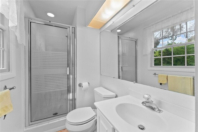 1467 Meteor Cir, Upper St Clair, PA 15241 - bathroom with vanity, toilet, and a stall shower
