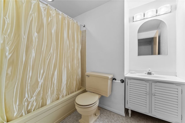 1467 Meteor Cir, Upper St Clair, PA 15241 - bathroom featuring vanity, tile patterned floors, toilet, and shower / bath combination with curtain