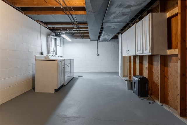 1467 Meteor Cir, Upper St Clair, PA 15241 - basement featuring washer / clothes dryer and concrete block wall