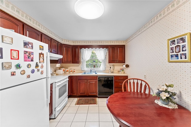 1467 Meteor Cir, Upper St Clair, PA 15241 - kitchen featuring white appliances, light tile patterned floors, a sink, under cabinet range hood, and light countertops