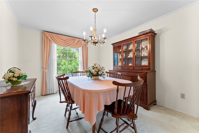 1467 Meteor Cir, Upper St Clair, PA 15241 - dining space with light colored carpet, a chandelier, and ornamental molding