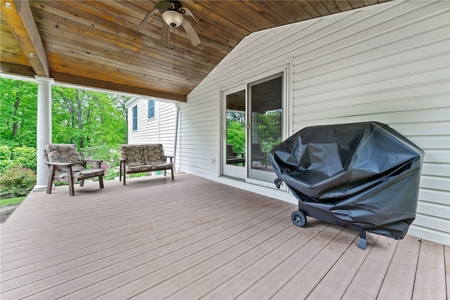 1467 Meteor Cir, Upper St Clair, PA 15241 - wooden terrace with a ceiling fan and a grill