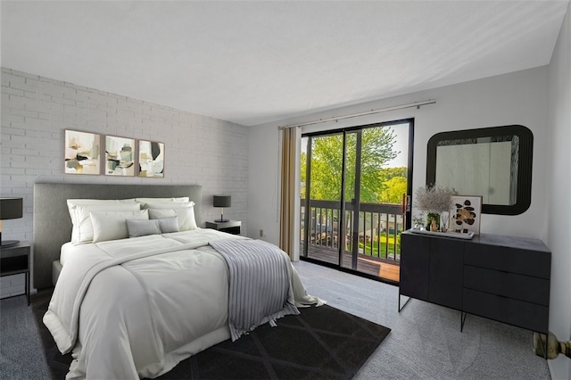 3143 Camberly Dr, Hampton, PA 15044 - carpeted bedroom featuring access to outside and brick wall