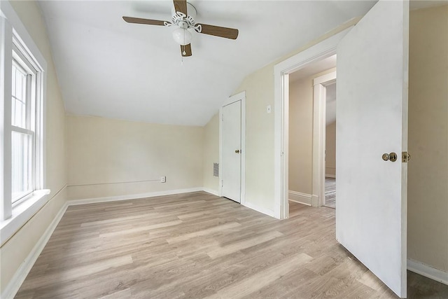 1030 N Grandview Ave, Mckeesport, PA 15132 - additional living space featuring lofted ceiling, light wood-type flooring, baseboards, and a ceiling fan