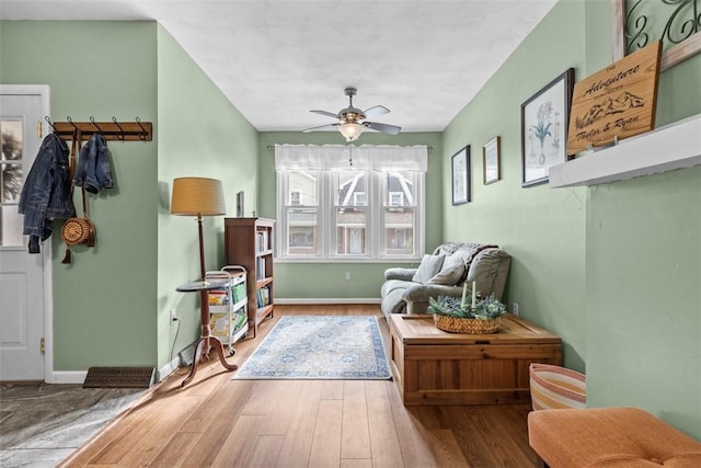 1241 Arkansas Ave, Dormont, PA 15216 - living area with a ceiling fan, wood finished floors, and baseboards