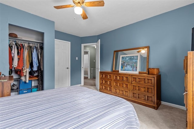 1241 Arkansas Ave, Dormont, PA 15216 - bedroom with light colored carpet, a closet, baseboards, and a ceiling fan