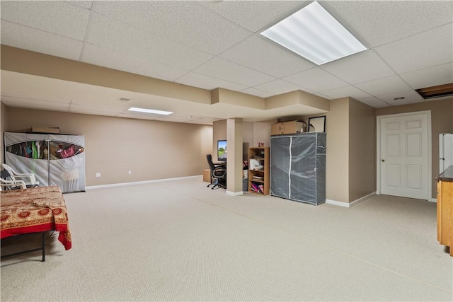 5109 Forest Ridge Dr, South Fayette, PA 15057 - finished basement with a drop ceiling, baseboards, and light colored carpet