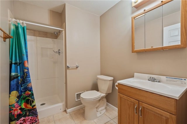 5109 Forest Ridge Dr, South Fayette, PA 15057 - bathroom with tile patterned floors, toilet, vanity, a shower with shower curtain, and baseboards
