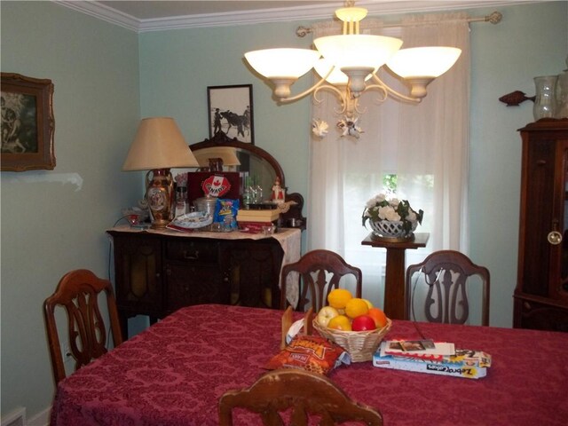 109 Mason Dr, Shaler, PA 15116 - dining area with ornamental molding and a chandelier