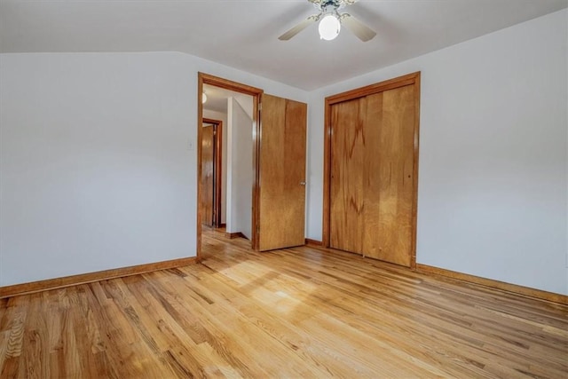 200 Spartan Dr, Bethel Park, PA 15102 - unfurnished bedroom featuring a closet, baseboards, light wood finished floors, and ceiling fan