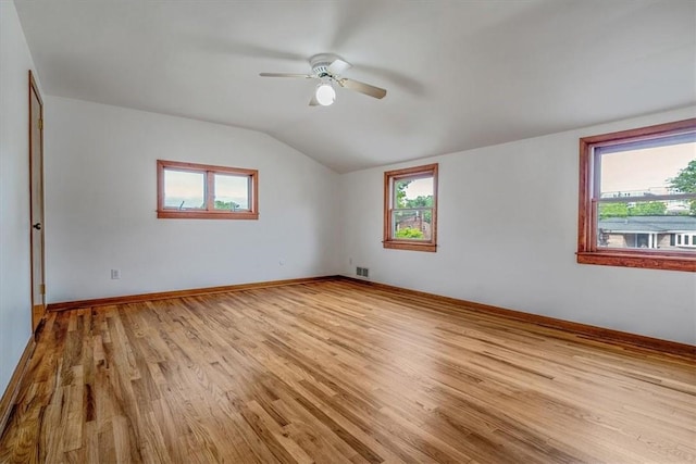 200 Spartan Dr, Bethel Park, PA 15102 - additional living space featuring light wood-style flooring, healthy amount of natural light, vaulted ceiling, baseboards, and ceiling fan