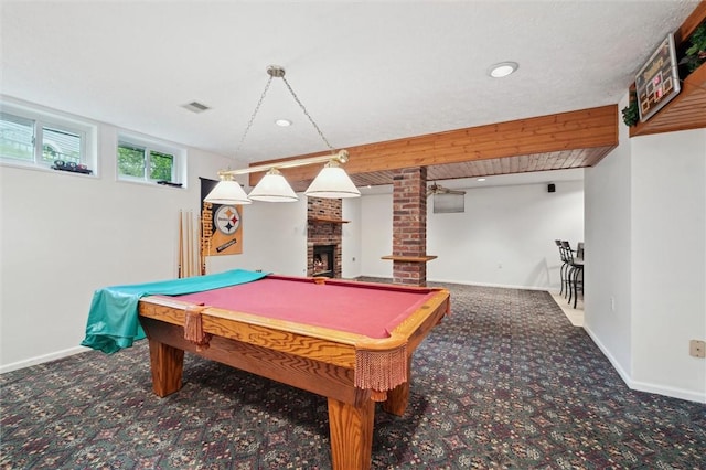 5020 Meadow Crest Dr, Hampton, PA 15101 - playroom featuring carpet, billiards table, baseboards, and recessed lighting