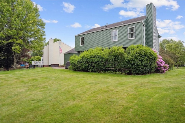 5020 Meadow Crest Dr, Hampton, PA 15101 - rear view of property with a chimney and a lawn
