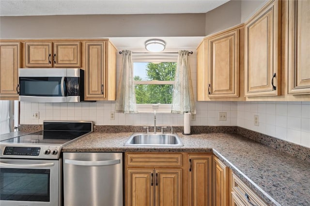 5020 Meadow Crest Dr, Hampton, PA 15101 - kitchen featuring stainless steel appliances, a sink, and tasteful backsplash