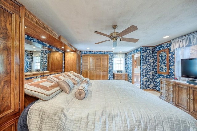 117 Glenfield Dr, Brighton Twp, PA 15009 - bedroom with wallpapered walls, multiple windows, and recessed lighting