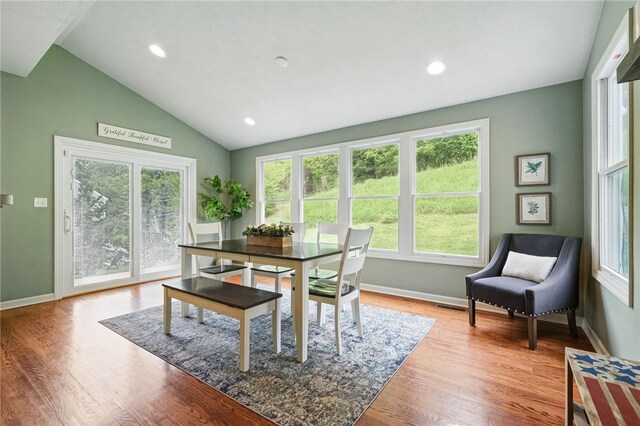 509 Rockport Pl, Marshall, PA 15090 - dining room featuring vaulted ceiling, wood finished floors, baseboards, and recessed lighting
