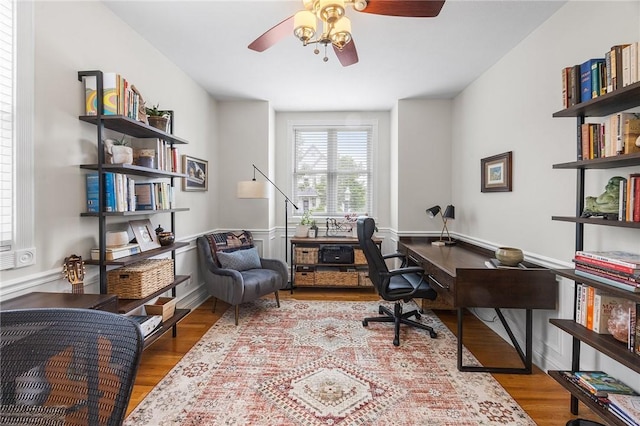 230 Summerlawn Dr, Bell Acres, PA 15143 - home office with wood finished floors and ceiling fan