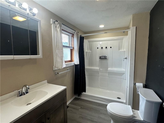 1081 Dixon Rd, Cherryhll Twp/Clymer, PA 15728 - full bathroom with toilet, wood finished floors, a shower with curtain, vanity, and baseboards