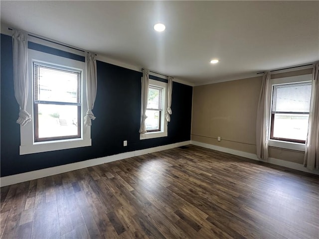1081 Dixon Rd, Cherryhll Twp/Clymer, PA 15728 - spare room featuring dark wood finished floors, plenty of natural light, baseboards, and recessed lighting