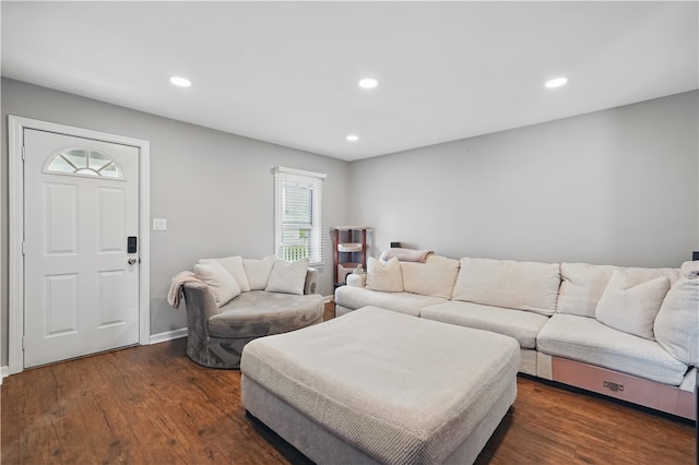 848 7th St, Verona, PA 15147 - living area featuring dark wood-type flooring, recessed lighting, and baseboards