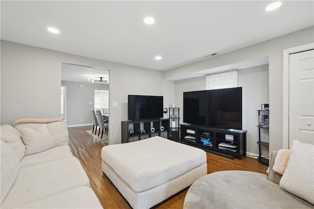 848 7th St, Verona, PA 15147 - living area with wood finished floors, recessed lighting, and baseboards