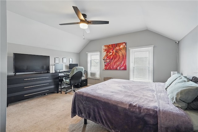 848 7th St, Verona, PA 15147 - carpeted bedroom featuring vaulted ceiling, a desk, and a ceiling fan