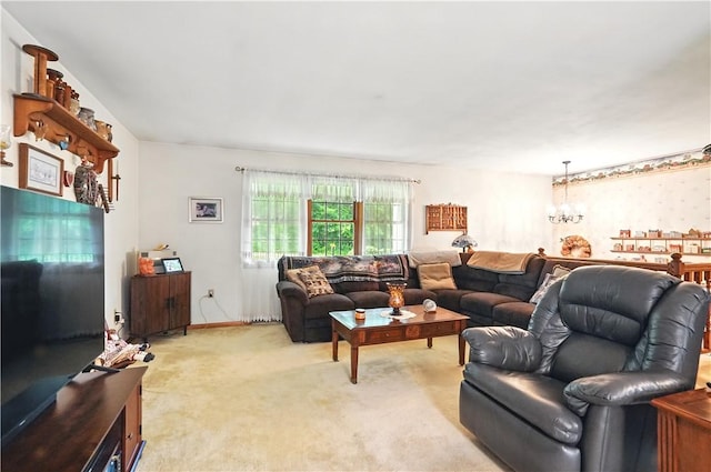 146 Tower Ln, Daugherty Twp, PA 15066 - living area with light colored carpet and a chandelier