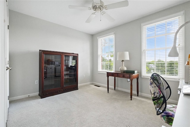 518 Carvine Ct, Marshall, PA 15090 - office area with a ceiling fan, baseboards, and carpet floors