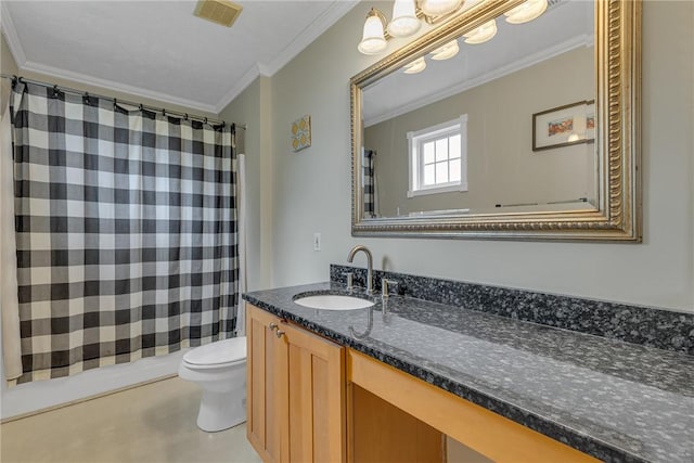 6023 Hawthorn Dr, Moon/Crescent Twp, PA 15108 - full bathroom with ornamental molding, toilet, and vanity
